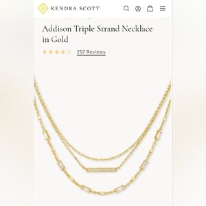 Kendra Scott Gold Addison Triple Strand Necklace